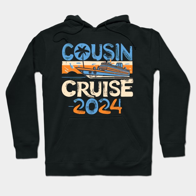 Funny Cousin Cruise 2024 Retro Family Matching Reunion Trip Hoodie by AimArtStudio